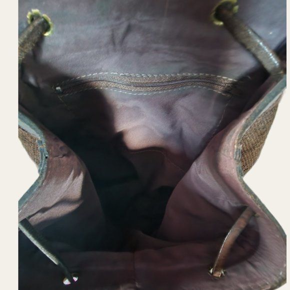 BOLIVIA GENUINE LEATHER Rainbow Woven BOHO Textile BackPack main image 4